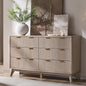 T4TREAM Fluted 6 Drawers Dresser, 54" Wide Modern Chest of Drawers, Curved Profile Design, Dresser TV Stand, Wood Drawer Organizer for Bedroom, Living Room, Hallway, White Alder