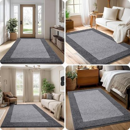 Washable Area Rug 48" x 72", Non Slip Kitchen Rug for Floor, Absorbent Entrance Runner Rug for Bedroom, Living Room, (Roll Packing)
