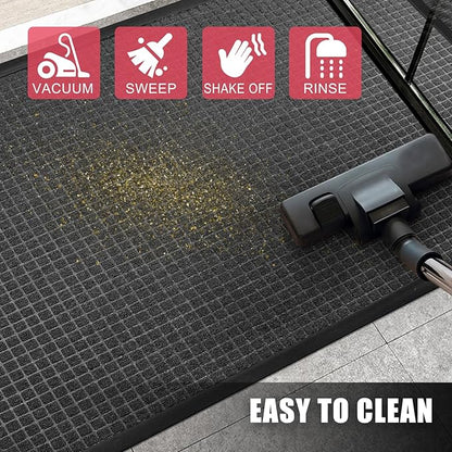 Kuyal Front Door Mat, 2'*6' Door Mat for Inside Outside Entrance,Waterproof Welcome Mats with Non-Slip Backing, Indoor Outdoor Entryway, Commercial Floor Mats, Durable & Easy to Clean, Dark Gray