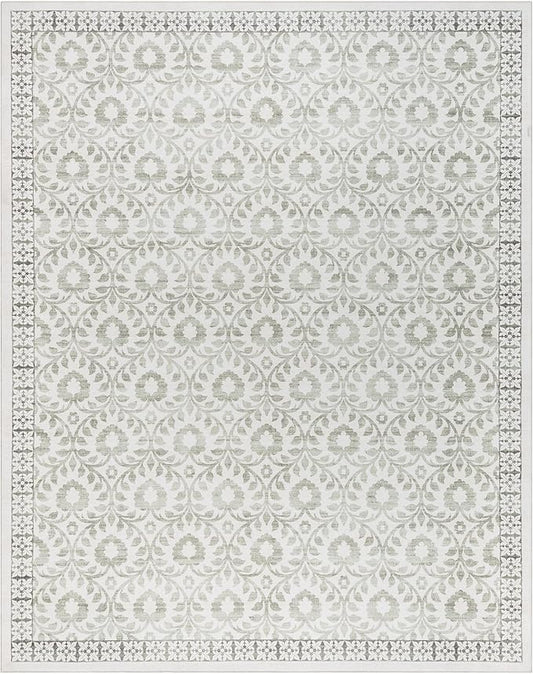 Gertmenian Indoor Boho Area Rug | Home Decor for Entryway, Bedroom, Living Room, Office, Kitchen | Non Slip, Soft, Printed Accent Rugs | Esme, Sage, 9x13 Extra Large, 24570