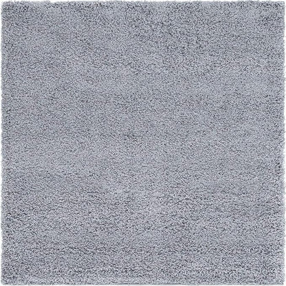Unique Loom Solid Shag Collection Area Rug (5' 1" Square, Cloud Gray)