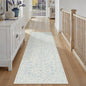 3x8 Blue Runner Rug Hallway Non Slip Kitchen Vintage Distressed Long Carpet Indoor Machine Washable Retro Floral Bedroom Accent Throw Rug for Office Laundry Bathroom Dining Living Room