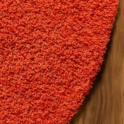 Unique Loom Solid Shag Collection Area Rug (3' 3" Round, Tiger Orange)