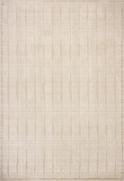 Loloi Chris Loves Julia Calvin Collection CLV-02 Ivory/Oatmeal 3'-6" x 5'-6" Accent Rug Checkered Neutral Soft Living Room Bedroom Carpet
