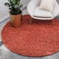 Unique Loom Solid Shag Collection Area Rug (3' 3" Round, Terracotta)