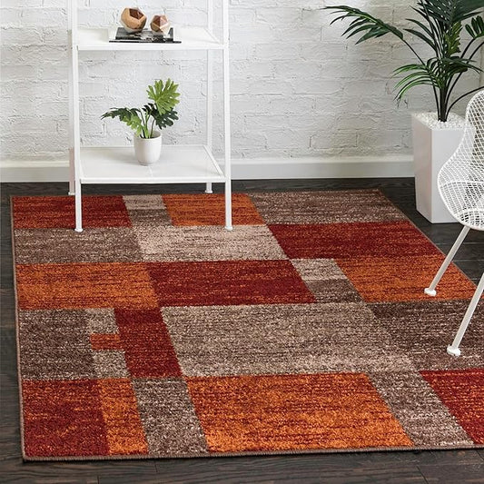 Unique Loom Autumn Collection Area Rug - Providence (4' 1" Square, Multi/ Beige)