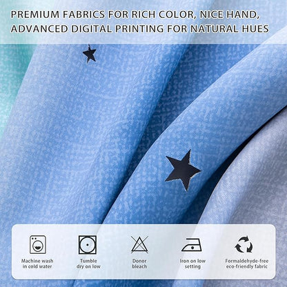 XiDi Blue Blackout Curtains for Boy Rooms Green Curtains for Bedroom Grey Window W34 X L63