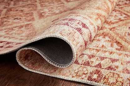 Loloi Layla Collection LAY-16 Natural/Spice 2'-6" x 12'-0" .13" Thick Runner Rug, Soft, Durable, Vintage Inspired, Distressed, Low Pile, Non-Shedding, Easy Clean, Printed, Living Room Rug