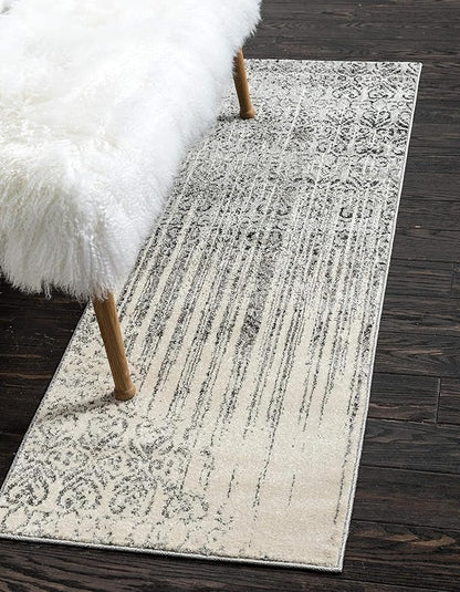 Unique Loom Del Mar Collection Area Rug - Jennifer (2' 7" x 10' Runner, Gray/ Black)