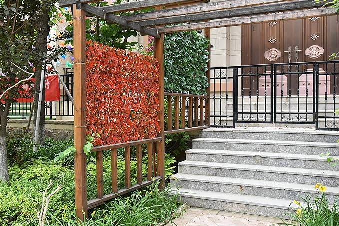 Sumery Expandable Fence Privacy Screen for Balcony Patio Outdoor,Decorative Faux Ivy Fencing Panel,Artificial Hedges (Single Sided Leaves) (4, Green-Ivy)