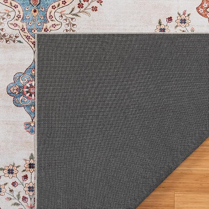 Gertmenian Indoor Boho Area Rug - 9x13 Extra Large, Non Slip, Super Strong, Ideal for High Traffic Areas in Bedroom, Living Room, Kitchen - Dainty Medallion, Multi, 24528