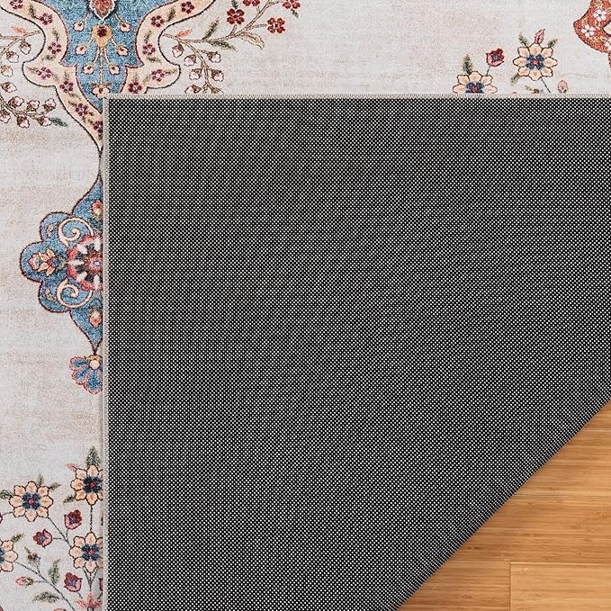 Gertmenian Indoor Boho Area Rug - 8x10 Large, Non Slip, Super Strong, Ideal for High Traffic Areas in Bedroom, Living Room, Kitchen - Dainty Medallion, Multi, 24534