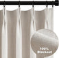 Topfinel 102 Inches Long Custom Blackout Linen Curtains, Pinch Pleated Noise Cancelling Curtains with Pin Hooks for Traverse Rods, Burlap Viral Drapes 2 Panels for Living Room Master Bedroom Oatmeal