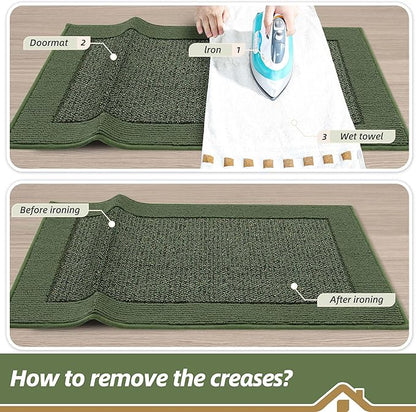 BEQHAUSE Indoor Door Mat 32" x 48", Dirt Trapper Door Mats Non-Slip Entryway Rugs Washable, Resist Dirt Absorbent Welcome Mat, Low Profile Floor Mats for Front Back Door and Entryway, Green