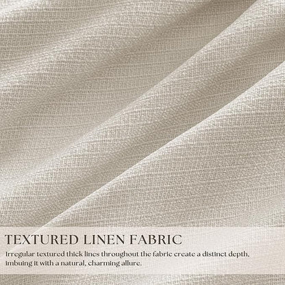 100 Inch Blackout Linen Curtains Pinch Pleated Back Tab Dual Layer Thermal Inslulated Room Darkening 100% Black Out Curtains 2 Panels for Sliding Glass Door Bedroom Living Cream Ivory Window Drapes