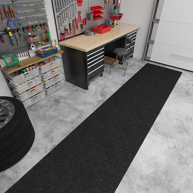 Ottomanson Commercial Scrape Rib Entry Mat – Heavy Duty Ribbed Floor Mat for High Traffic – Non Slip Rubber Back, Waterproof – Indoor Outdoor Use for Offices, Schools, Lobbies, 2' x 40', Black