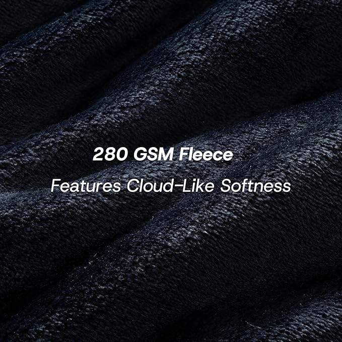 Luxury Fleece Warm Blanket, Soft Lightweight Velvety Plush Blanket for Sofa and Bed, Cozy Comfy for All Seasons(Black, 90×90 Inches)