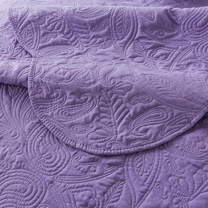 HoneiLife Quilt Sets King Size - 3 Pieces Microfiber Quilt Set Lightweight Bedspreads Reversible Coverlets Rustic Bed Cover King Quilt Bedding Set All Season Quilts-Purple