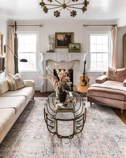 Loloi Skye Collection SKY-01 Blush/Grey 6'-0" x 6'-0" Round Area Rug