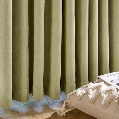 jinchan Chenille Blackout Curtains 84 Inches Long 2 Panels Sage Green Thermal Insulated Curtains for Living Room Bedroom Back Tab Curtains Full Privacy Triple Weave Noise Reducing Drapes 50x84 Inch