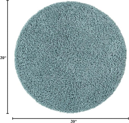 Unique Loom Solid Shag Collection Area Rug (3' 3" Round, Light Slate Blue)