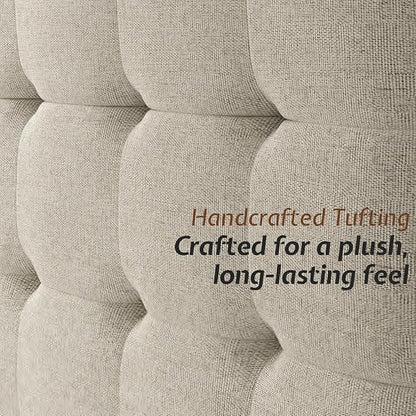 Jocisland Wood King Size Bed Frame,Tall Upholstered Tufted Headboard, Solid Wood Platform, No Box Spring Needed, Walnut