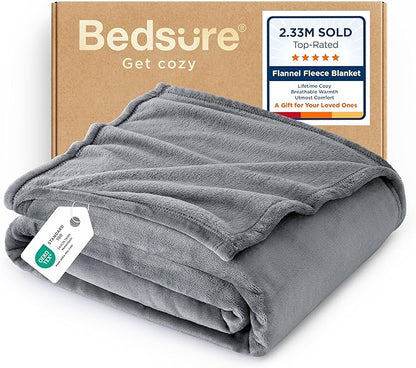 Bedsure GentleSoft Fleece Throw Blanket for Couch Grey - Lightweight Plush Fuzzy Cozy Soft Blankets and Throws for Sofa, 50x60 inches