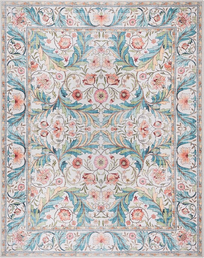 Gertmenian Indoor Boho Area Rug | Home Decor for Entryway, Bedroom, Living Room, Office, Kitchen | Non Slip, Soft, Printed Accent Rugs | Altair, Ivory, 5x7 Standard, 24504
