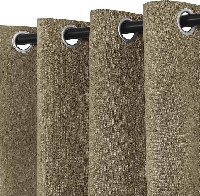 Macochico Extra Wide 100% Blackout Chenille Curtains 100" Wx96 L Thermal Drapes for Sliding Door Living Room Bedroom Auditorium Hotel Soil Brown Curtains Grommet Top with Tieback Classic 1 Panel