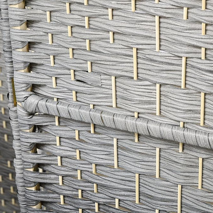 HOMCOM 4 Panel Room Divider, 6' Tall Folding Privacy Screen, Hand-Woven Freestanding Wood Partition for Home Office, Bedroom, Mixed Gray