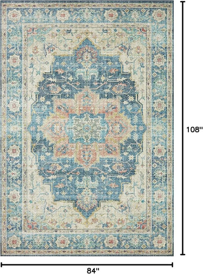 Loloi Skye Collection SKY-12 Ocean/Multi 7' x 9' Oval Area Rug