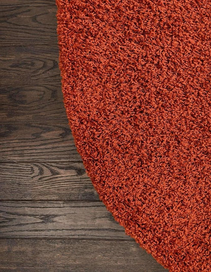 Unique Loom Solid Shag Collection Area Rug (7' 10" x 10' Oval, Terracotta)