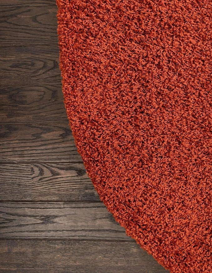 Unique Loom Solid Shag Collection Area Rug (3' 3" x 5' 3" Oval, Terracotta)