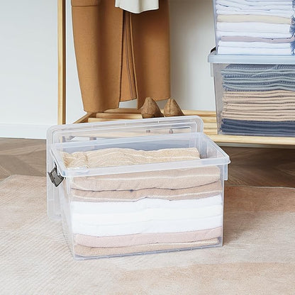 Citylife 48 QT 6 Packs Plastic Storage Bins with Lids and Secure Latching Buckles Clear Stackable Storage Containers for Organizing Durable Storage Box