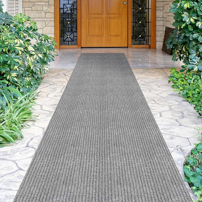 Ottomanson 2'7" x 51' Hallway Runner with Scraper Pile - Extra Durable Non-Slip Rug Mat for Indoor & Outdoor Use - Ideal for Kitchen, Entryway & Garage - High-Traffic Carpet, Gray