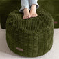 HIGOGOGO Pouf Ottoman Stuffed Round Modern Foam Filled Foot Rest Poufs for Living Room Chair Decorative 20 X 15 Inches Boho Relax Stool for Wedding Christmas Party, Green