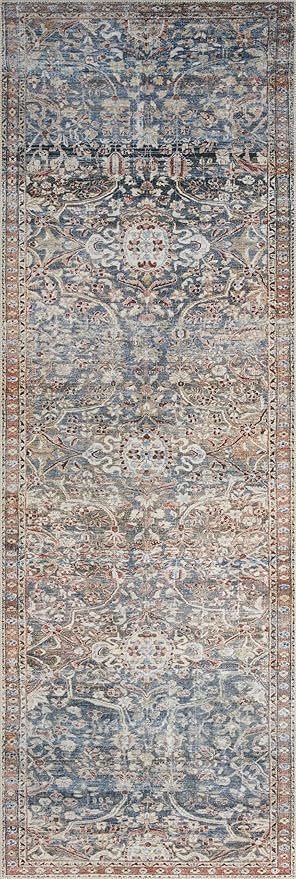 Loloi Chris Loves Julia Jules Collection JUL-06 Denim/Spice 2'-3'' x 3'-9'', .13" Pile Height, Accent Rug