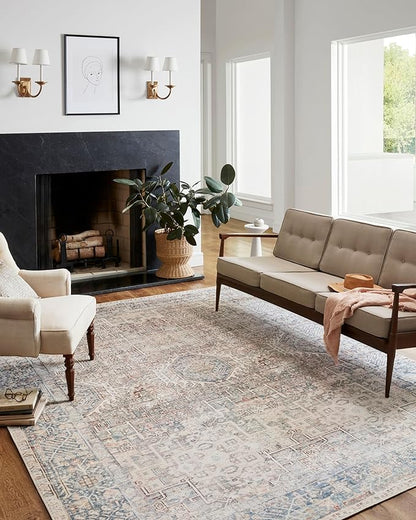 Loloi Chris Loves Julia Jules Collection JUL-07 Natural/Ocean 8'-6'' x 11'-6'', .13" Pile Height, Area Rug