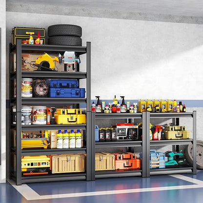 Storage Shelves, Garage Metal Shelving Unit 35"W x 18"D x 82"H, 6-Tier Adjustable, Double-Layer Column with Reinforced Ribs, Heavy-Duty, Capable of Bearing 3600 lbs for Garage, Warehouse, Kitchen