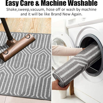 Indoor Doormat 32"x 48", Absorbent Front Back Door Mat, Rubber Backing Non Slip Floor Mats Inside Mud Dirt Trapper Outside Entrance Door Rug Carpet, Machine Washable Low Profile-Grey Time Cloister