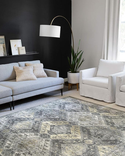 Loloi II Skye Collection SKY-09 Graphite/Silver 7'-6" x 9'-6" Area Rug
