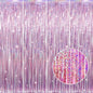 GOER 3.2 ft x 8.2 ft Metallic Tinsel Foil Fringe Curtains Party Photo Backdrop Party Streamers for Birthday,Graduation,New Year Eve Decorations Wedding Decor(4 Packs,Laser Pink)