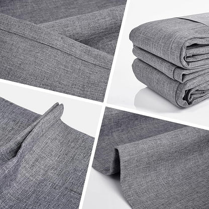 WdFour Small Pinch Pleated, Full Blackout Linen Look Window Curtains for Bathroom, Living Room, Bedroom, Block Lights and Offer Privacy.(Dark Gray,24" W x 24" L)