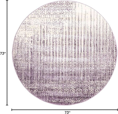 Unique Loom Del Mar Collection Area Rug - Jennifer (6' 1" Round, Purple/ Ivory)