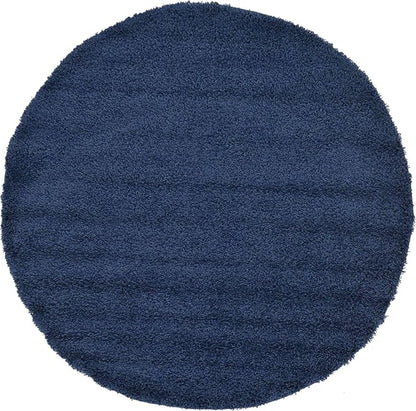 Unique Loom Solid Shag Collection Area Rug (6' 1" Round, Sapphire Blue/ Navy Blue)