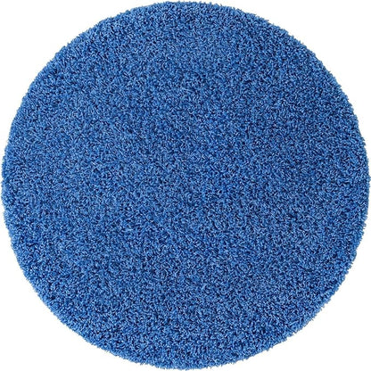 Unique Loom Solid Shag Collection Area Rug (4' 1" Round, Periwinkle Blue)