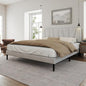 Full Size Bed Frame with Fabric Upholstered Headboard, Platform Bed with Wooden Slats Support, Fully Mattress Foundation, Box Spring Optional, Easy Assembly