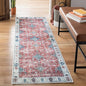 Bloom Rugs Washable Non-Slip 10 ft Runner - Red/Blue Traditional Runner for Entryway, Hallway, Bathroom, and Kitchen - Exact Size: 2.5' x 10'