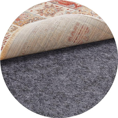 Veken 5 Ft Round Non Slip Cushioned Rug Pad Gripper, Felt and Silicone Backing, 1/4 inch Thick Carpet Liner for Hardwood Floors and Finishes, Under Area Rugs Anti Skid Mat, Keep Rugs Safe and in Place