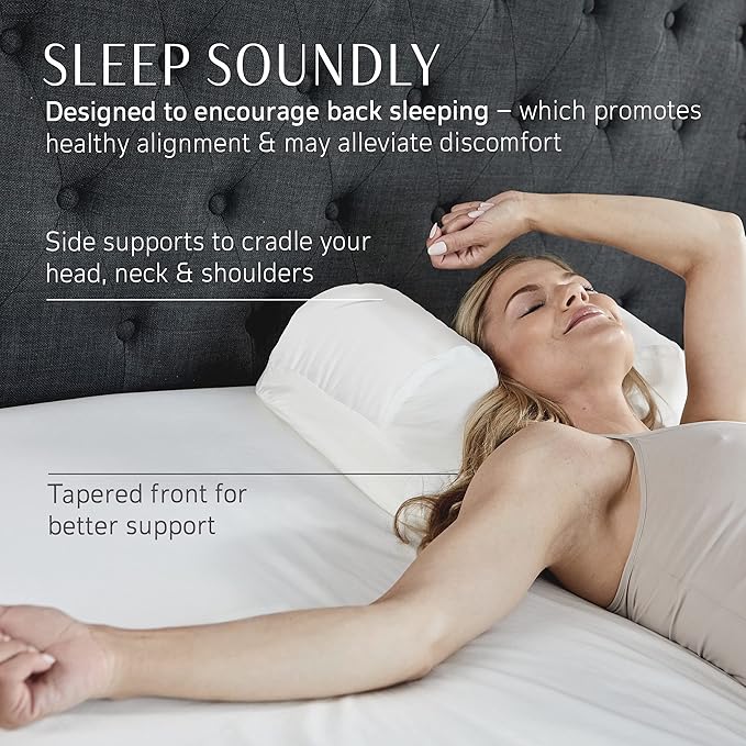 YourFacePillow- Back Sleeper Beauty Pillow, Cervical Neck Pillow, Patented Contour Memory Foam Pillow, Ergonomic Neck, Back and Shoulder Support. Back Sleeping Reduces Pressure on Skin - Large